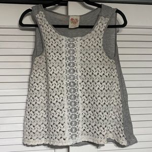 white lace layered tank top